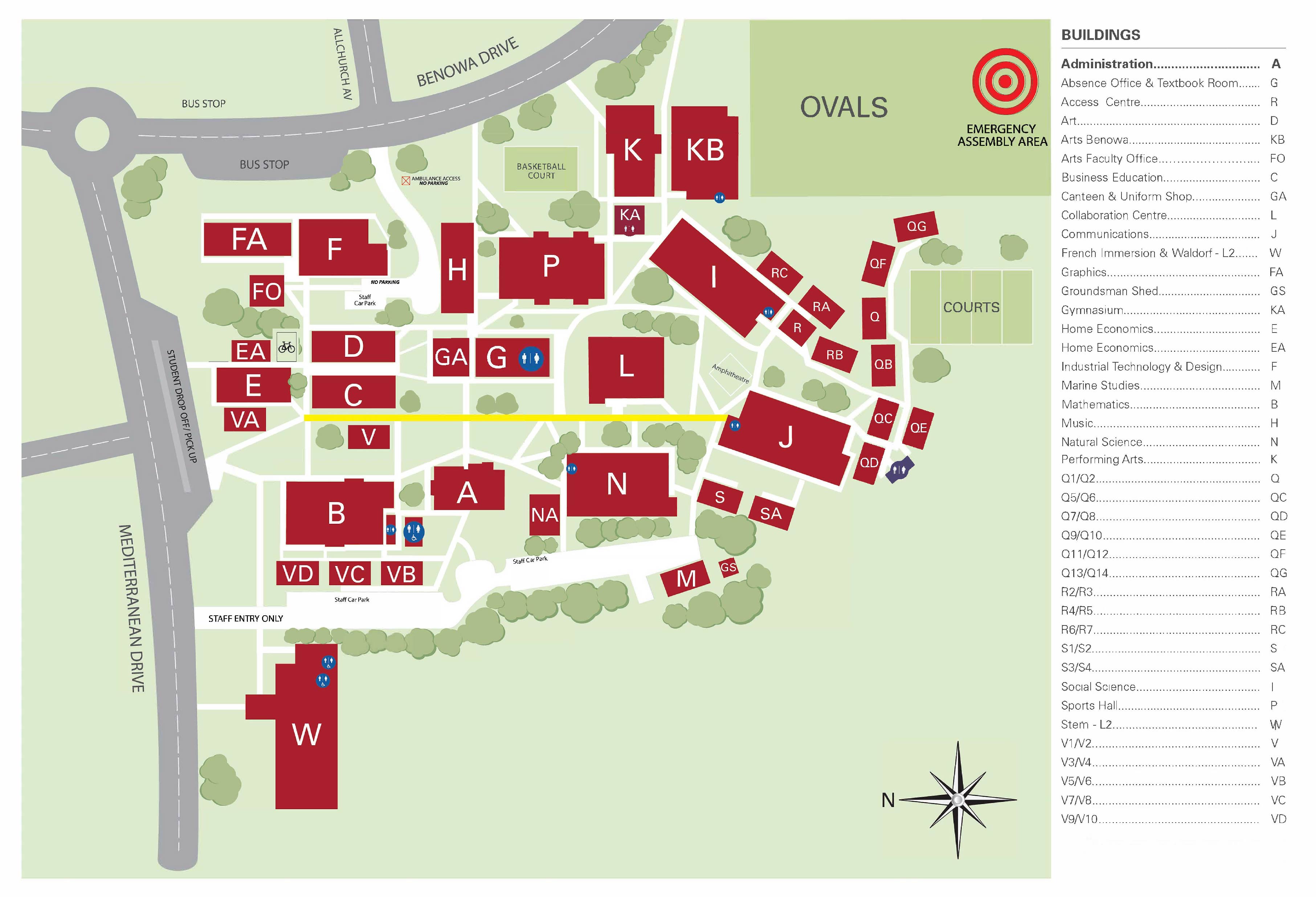 School Grounds And Classrooms   Benowa SHS Map   Blocks 